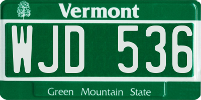 VT license plate WJD536