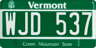 VT license plate WJD537