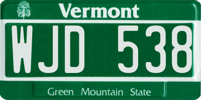VT license plate WJD538