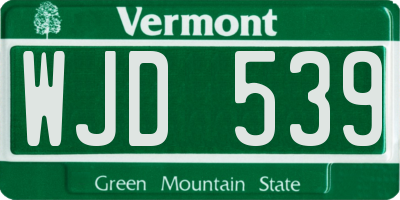 VT license plate WJD539