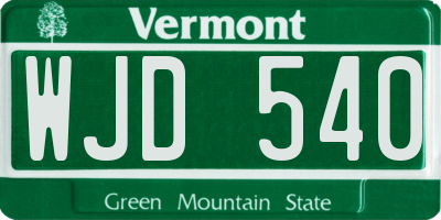 VT license plate WJD540