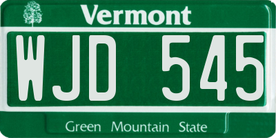 VT license plate WJD545