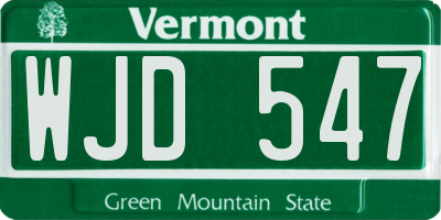 VT license plate WJD547