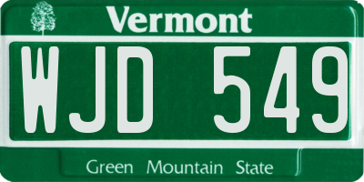 VT license plate WJD549