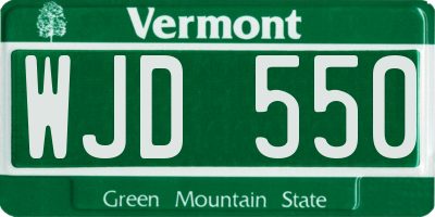 VT license plate WJD550