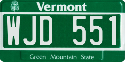 VT license plate WJD551