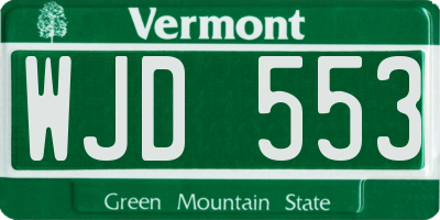 VT license plate WJD553