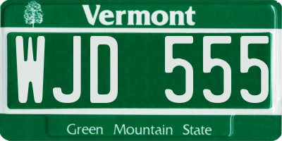 VT license plate WJD555