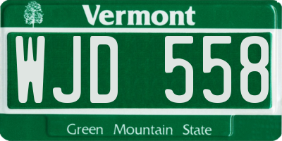 VT license plate WJD558