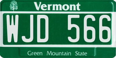 VT license plate WJD566
