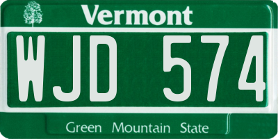 VT license plate WJD574