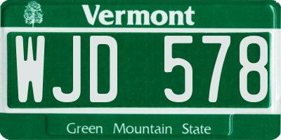 VT license plate WJD578