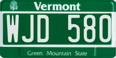 VT license plate WJD580