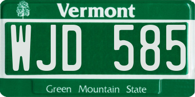 VT license plate WJD585