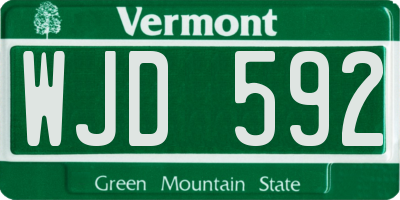 VT license plate WJD592