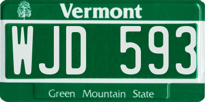 VT license plate WJD593