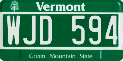 VT license plate WJD594