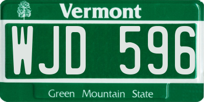 VT license plate WJD596