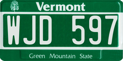 VT license plate WJD597