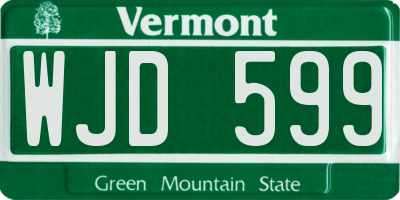 VT license plate WJD599