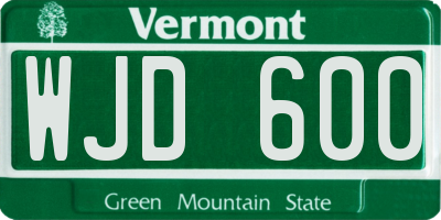 VT license plate WJD600