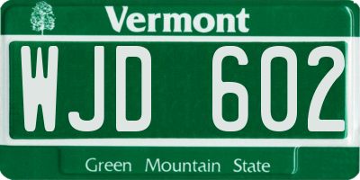VT license plate WJD602