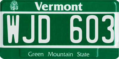 VT license plate WJD603