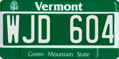 VT license plate WJD604