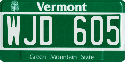 VT license plate WJD605