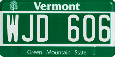 VT license plate WJD606