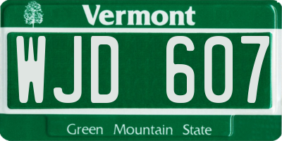 VT license plate WJD607