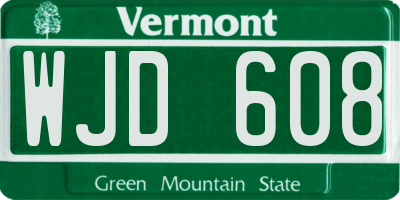 VT license plate WJD608