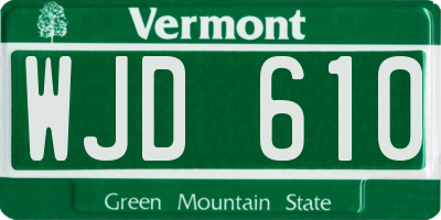 VT license plate WJD610