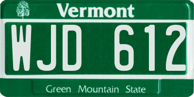 VT license plate WJD612