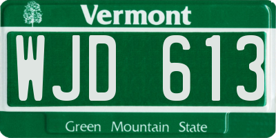 VT license plate WJD613