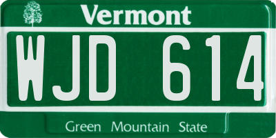 VT license plate WJD614