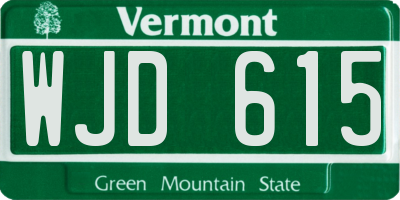 VT license plate WJD615
