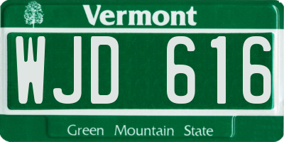 VT license plate WJD616