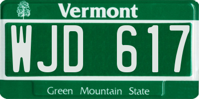 VT license plate WJD617