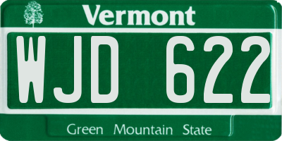 VT license plate WJD622