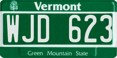 VT license plate WJD623