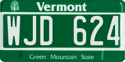 VT license plate WJD624
