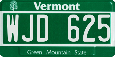 VT license plate WJD625