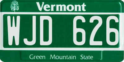 VT license plate WJD626