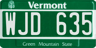 VT license plate WJD635