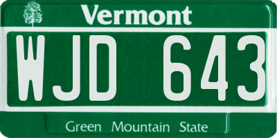 VT license plate WJD643