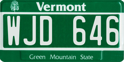 VT license plate WJD646