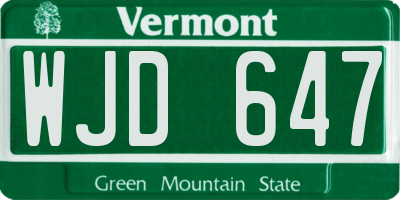VT license plate WJD647