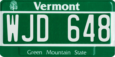 VT license plate WJD648