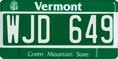 VT license plate WJD649